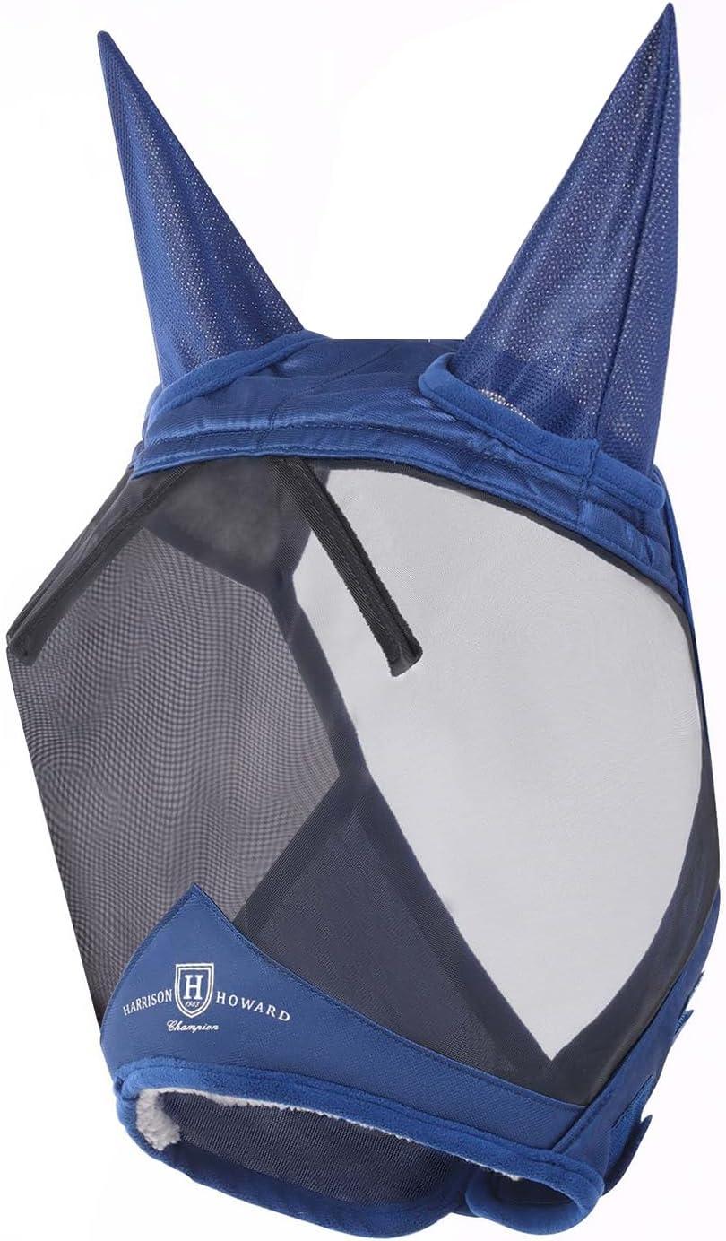 imageHarrison Howard CareMaster Pro Luminous Fine Mesh UVproof Fleece Padding Fly Mask Half Face Flamingo L Full SizeNavy