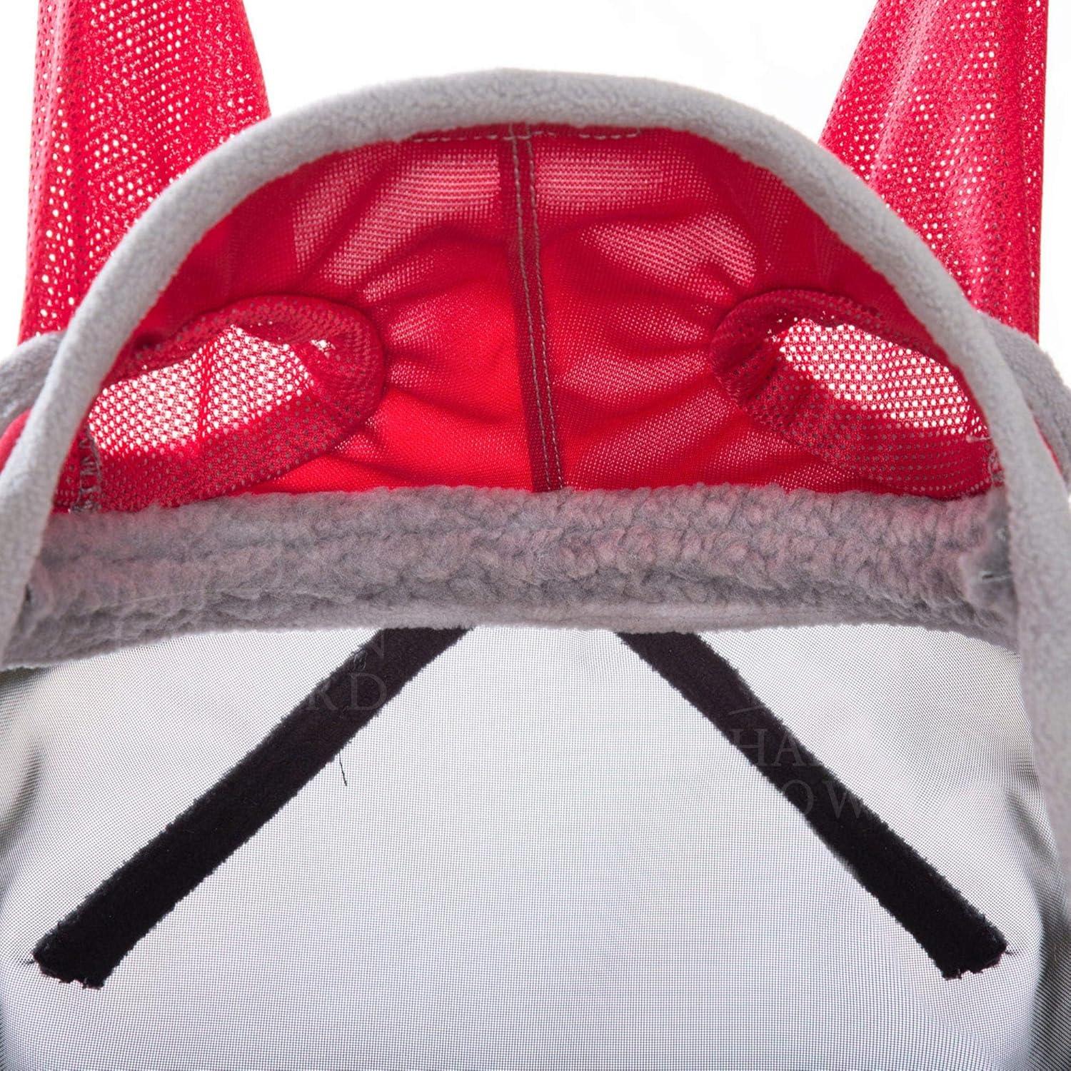 imageHarrison Howard CareMaster Pro Luminous Fine Mesh UVproof Fleece Padding Fly Mask Half Face Flamingo L Full SizeRed