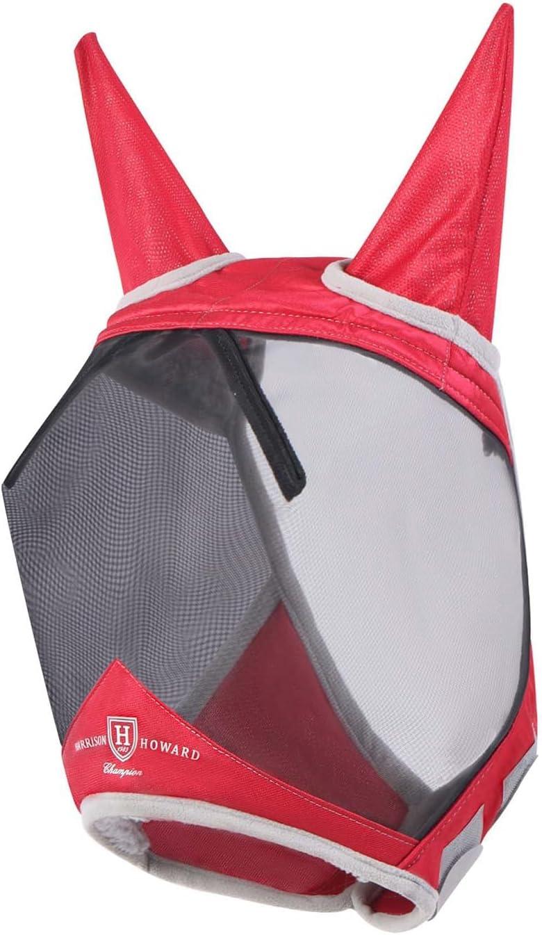 imageHarrison Howard CareMaster Pro Luminous Fine Mesh UVproof Fleece Padding Fly Mask Half Face Flamingo L Full SizeRed