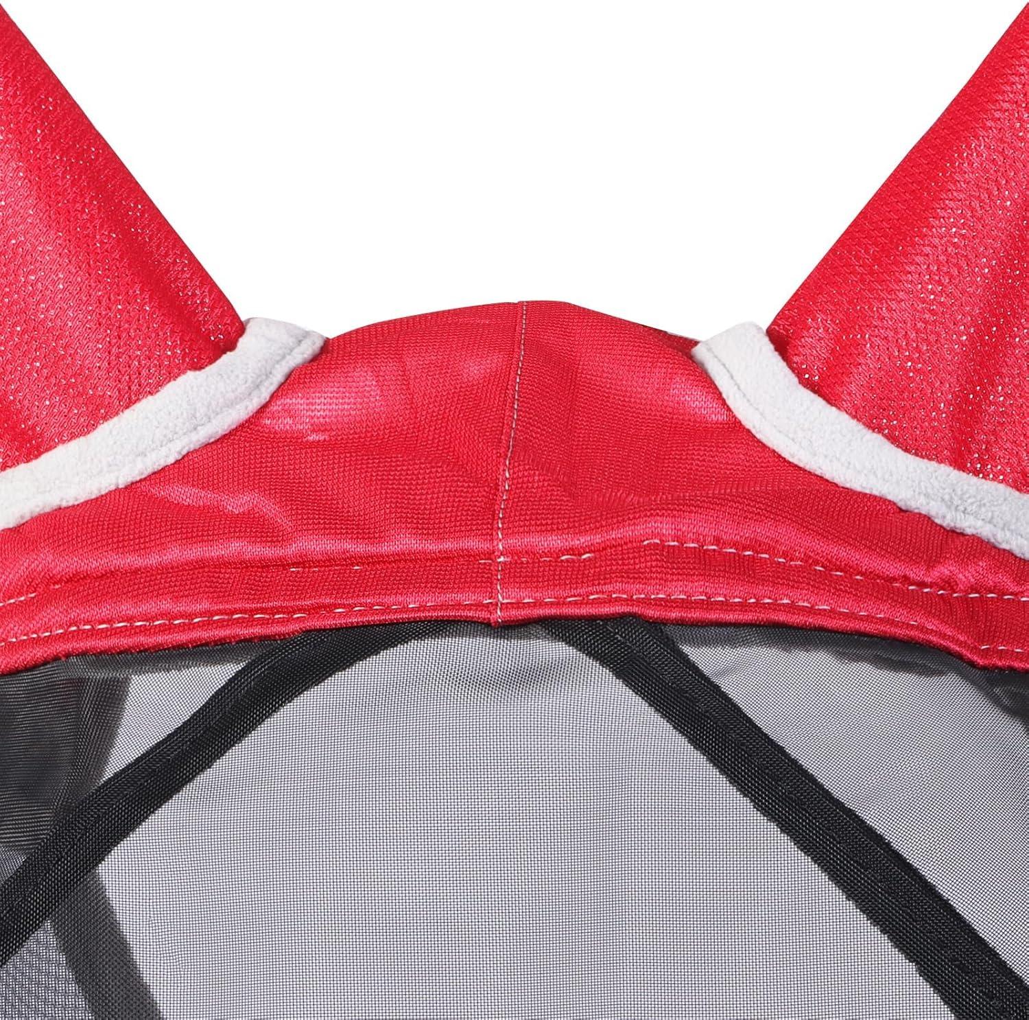 imageHarrison Howard CareMaster Pro Luminous Fine Mesh UVproof Fleece Padding Fly Mask Half Face Flamingo L Full SizeRed