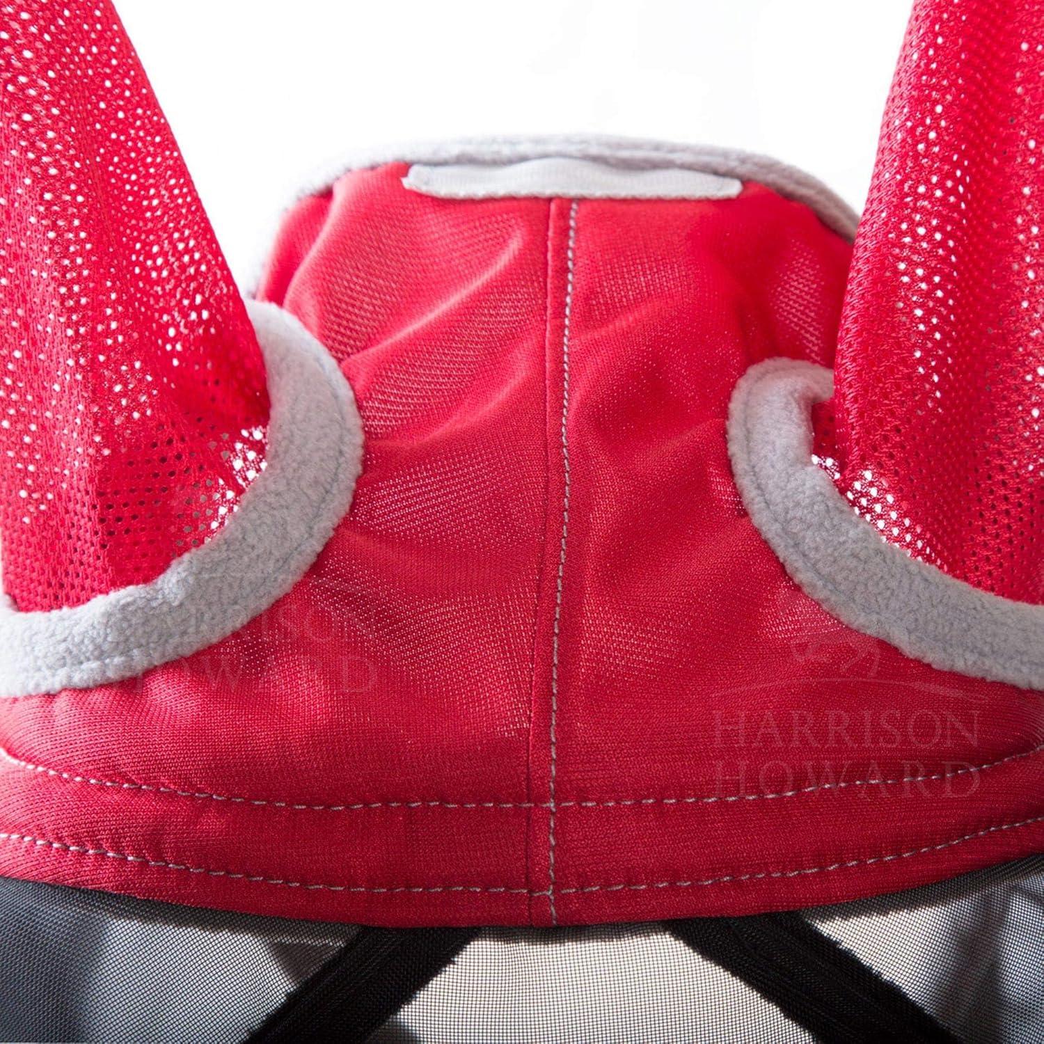 imageHarrison Howard CareMaster Pro Luminous Fine Mesh UVproof Fleece Padding Fly Mask Half Face Flamingo L Full SizeRed