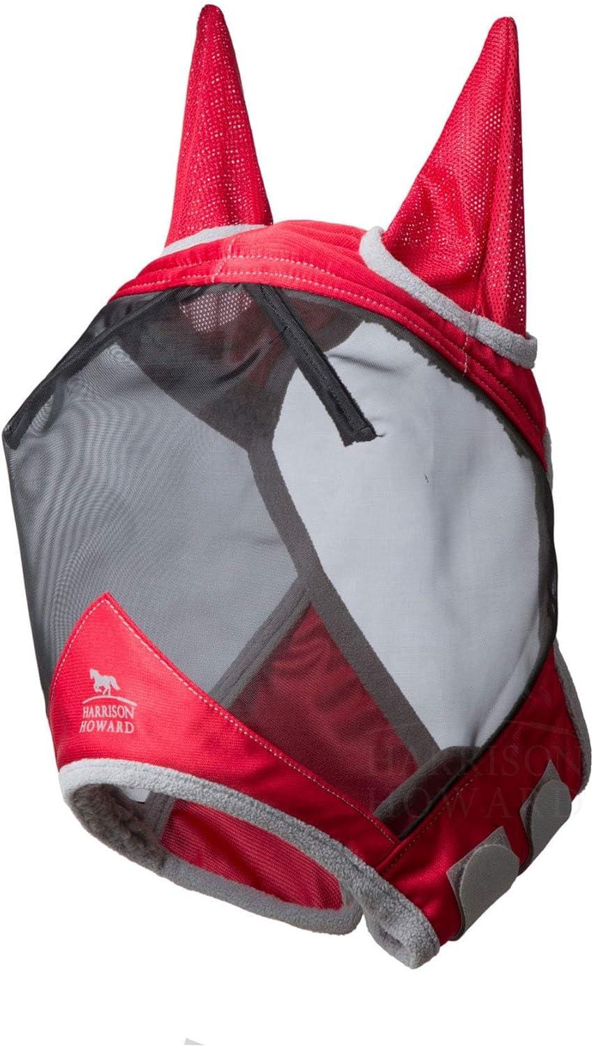 imageHarrison Howard CareMaster Pro Luminous Fine Mesh UVproof Fleece Padding Fly Mask Half Face Flamingo L Full SizeRed