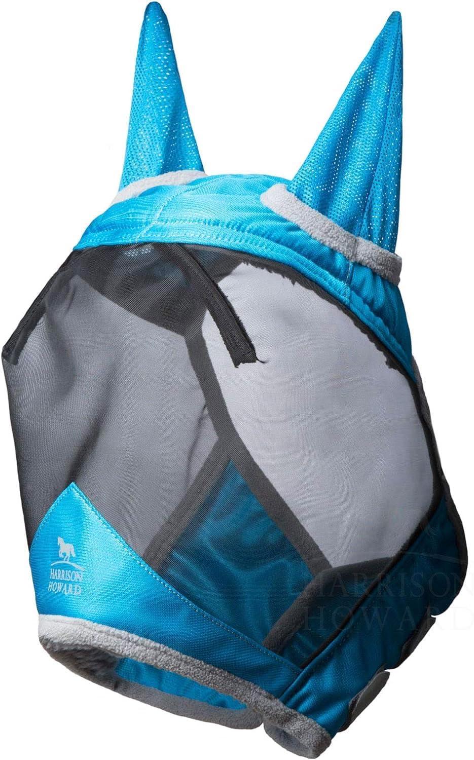 imageHarrison Howard CareMaster Pro Luminous Fine Mesh UVproof Fleece Padding Fly Mask Half Face Flamingo L Full SizeSky Blue