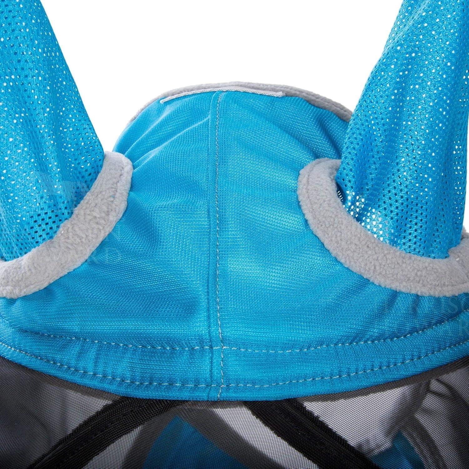 imageHarrison Howard CareMaster Pro Luminous Fine Mesh UVproof Fleece Padding Fly Mask Half Face Flamingo L Full SizeSky Blue