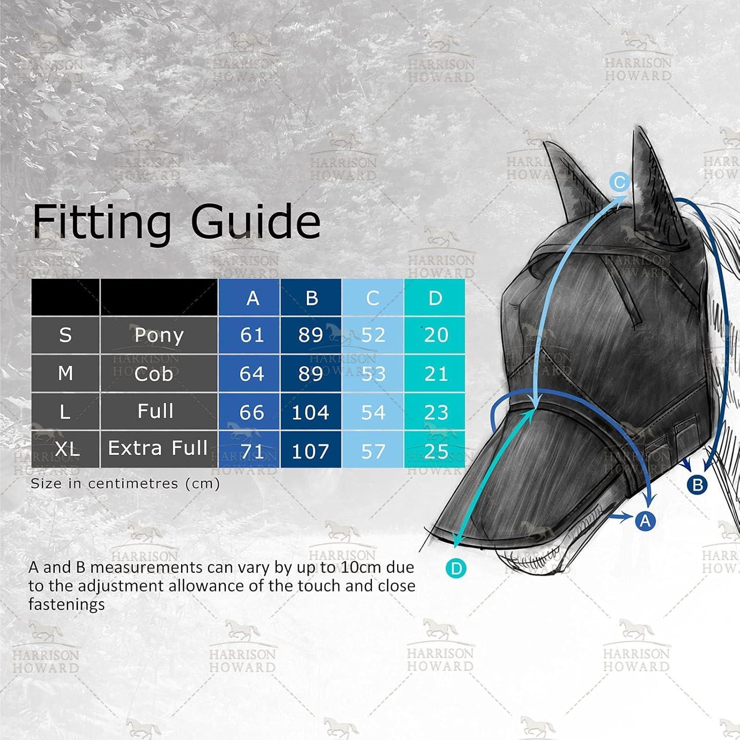 imageHarrison Howard CareMaster Pro Luminous Horse Fly Mask Large Eye Space Long Nose with Ears UV Protection for Horse Sky Blue L Full SizeFlamingo