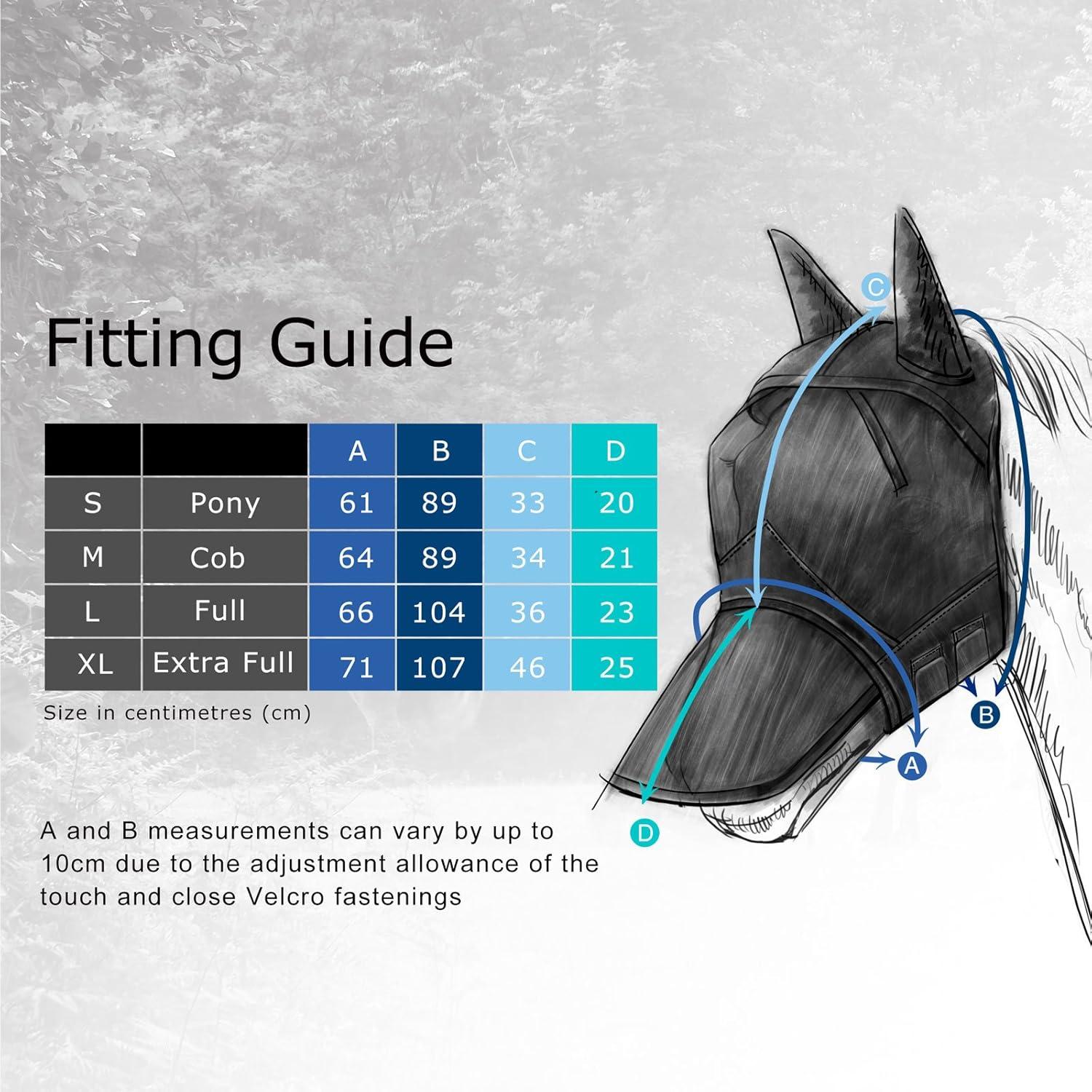 imageHarrison Howard CareMaster Pro Luminous Horse Fly Mask Large Eye Space Long Nose with Ears UV Protection for Horse Sky Blue L Full SizeFlamingo