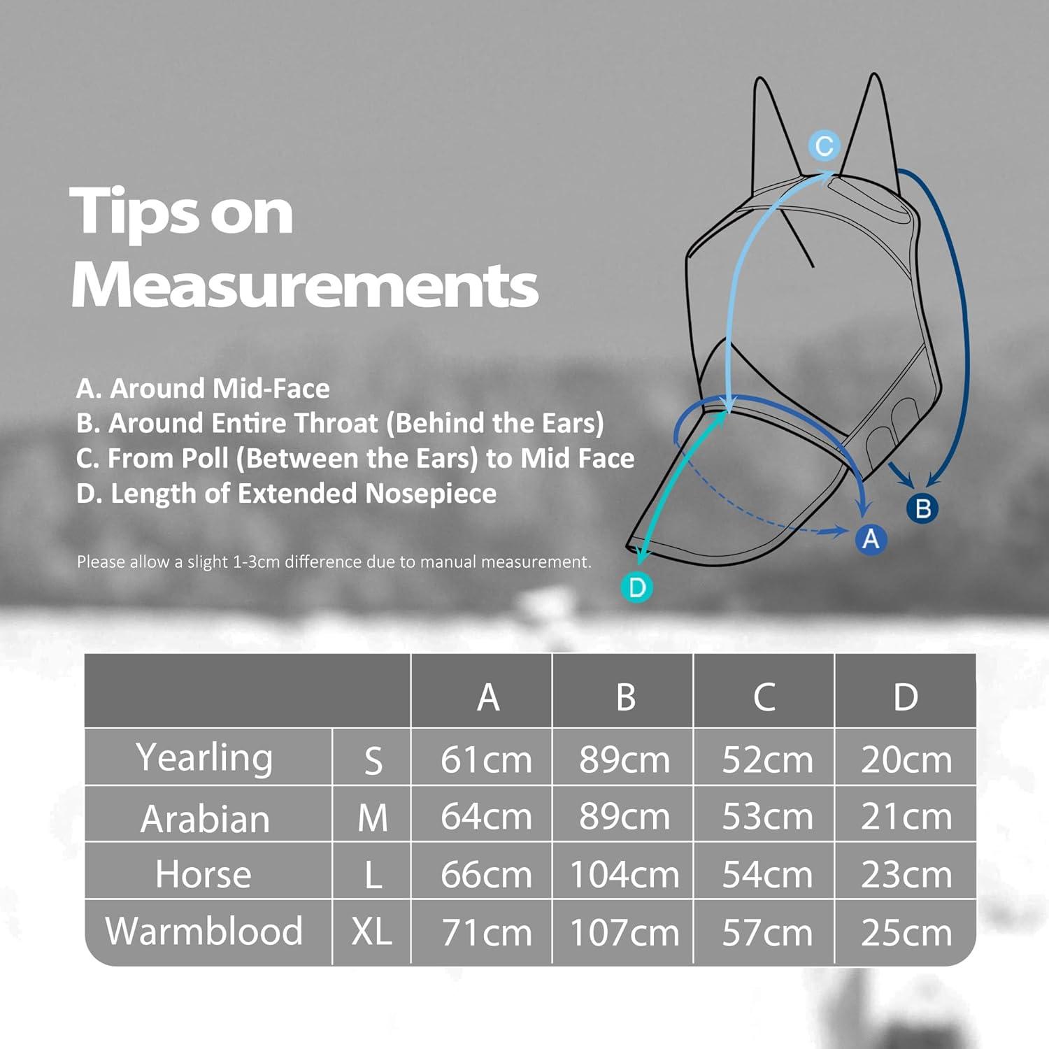 imageHarrison Howard Pro Luminous Horse Full Face Fly Mask Large Eye Space Long Nose with Ears UV Protection for Horse Coral Orange MHunter Green