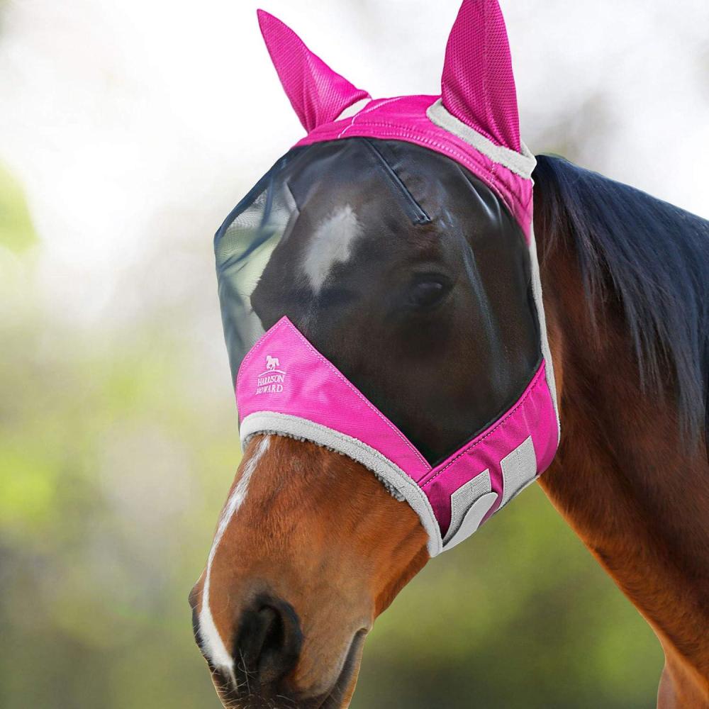 imageHarrison Howard CareMaster Pro Luminous Fine Mesh UVproof Fleece Padding Fly Mask Half Face Flamingo L Full SizeFlamingo