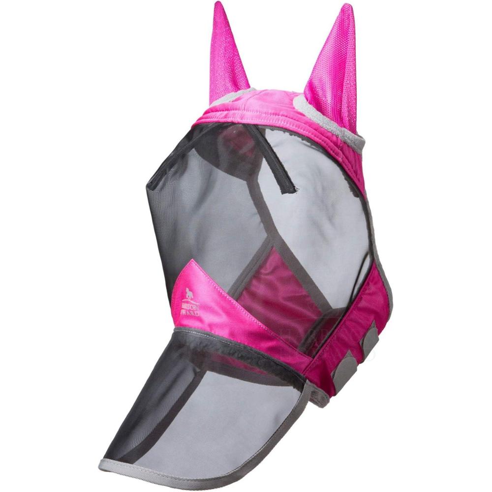 imageHarrison Howard CareMaster Pro Luminous Horse Fly Mask Large Eye Space Long Nose with Ears UV Protection for Horse Sky Blue L Full SizeFlamingo