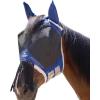 Harrison Howard CareMaster Horse Fly Mask with Ears and Nose Fringe Fly Protector Defender Mask Piano Black Full Size(Navy)