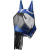 Harrison Howard CareMaster Horse Fly Mask with Ears and Nose Fringe Fly Protector Defender Mask Piano Black Full Size(Navy)