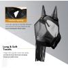Harrison Howard CareMaster Horse Fly Mask with Ears and Nose Fringe Fly Protector Defender Mask Piano Black Full Size(Piano Black)