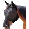 Harrison Howard CareMaster Horse Fly Mask with Ears and Nose Fringe Fly Protector Defender Mask Piano Black Full Size(Piano Black)