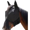 Harrison Howard CareMaster Horse Fly Mask with Ears and Nose Fringe Fly Protector Defender Mask Piano Black Full Size(Piano Black)
