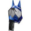 Harrison Howard CareMaster Horse Fly Mask with Ears and Nose Fringe Fly Protector Defender Mask Piano Black Full Size(Signature Blue)