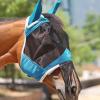 Harrison Howard CareMaster Horse Fly Mask with Ears and Nose Fringe Fly Protector Defender Mask Piano Black Full Size(Sky Blue)