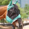 Harrison Howard CareMaster Horse Fly Mask with Ears and Nose Fringe Fly Protector Defender Mask Piano Black Full Size(Summer Mint)