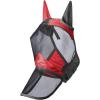 Harrison Howard CareMaster Pro Luminous Horse Fly Mask Large Eye Space Long Nose with Ears UV Protection for Horse Sky Blue L Full Size(Scarlet Red/Black)