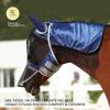 Harrison Howard Pro Fly Mask with Extended Neck Cover Large Eye Space Full Face UV-Proof Mane Styling for Horse Summer Mint M(Navy)