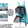 Harrison Howard Pro Fly Mask with Extended Neck Cover Large Eye Space Full Face UV-Proof Mane Styling for Horse Summer Mint M(Summer Mint)