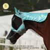 Harrison Howard Pro Fly Mask with Extended Neck Cover Large Eye Space Full Face UV-Proof Mane Styling for Horse Summer Mint M(Summer Mint)