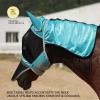 Harrison Howard Pro Fly Mask with Extended Neck Cover Large Eye Space Full Face UV-Proof Mane Styling for Horse Summer Mint M(Teal)