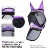 Harrison Howard Pro Luminous Horse Full Face Fly Mask Large Eye Space Long Nose with Ears UV Protection for Horse Coral Orange M(Gentle Lavendar)