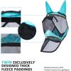 Harrison Howard Pro Luminous Horse Full Face Fly Mask Large Eye Space Long Nose with Ears UV Protection for Horse Coral Orange M(Teal)