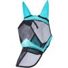 Harrison Howard Pro Luminous Horse Full Face Fly Mask Large Eye Space Long Nose with Ears UV Protection for Horse Coral Orange M(Teal)
