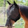 Harrison Howard CareMaster Horse Fly Mask with Ears and Nose Fringe Fly Protector Defender Mask Piano Black Full Size(Piano Black)