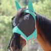 Harrison Howard CareMaster Horse Fly Mask with Ears and Nose Fringe Fly Protector Defender Mask Piano Black Full Size(Summer Mint)