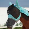 Harrison Howard Pro Fly Mask with Extended Neck Cover Large Eye Space Full Face UV-Proof Mane Styling for Horse Summer Mint M(Summer Mint)
