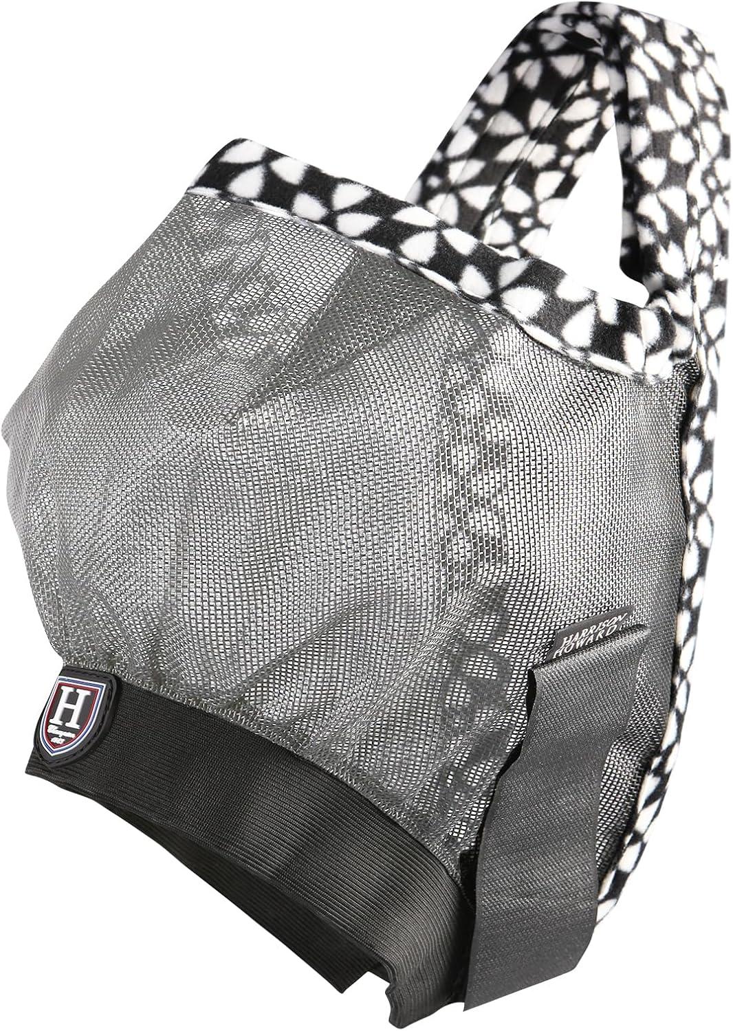 imageHarrison Howard Cattle Livestock Fly Mask Breathable Mesh Padded Edging with Fun Patterns Large Spacing Forelock Opening Design Adjustable Fit for Cattle BlackLight Grey