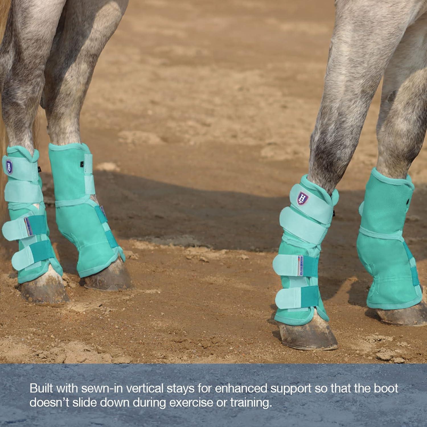 imageHarrison Howard Horse Fly Boots Perfect Contoured Fit Leg Guards Dense Mesh Boots with Ventilated Comfort Reliable Protection from Summer Elements Set of 4 Purple MMint