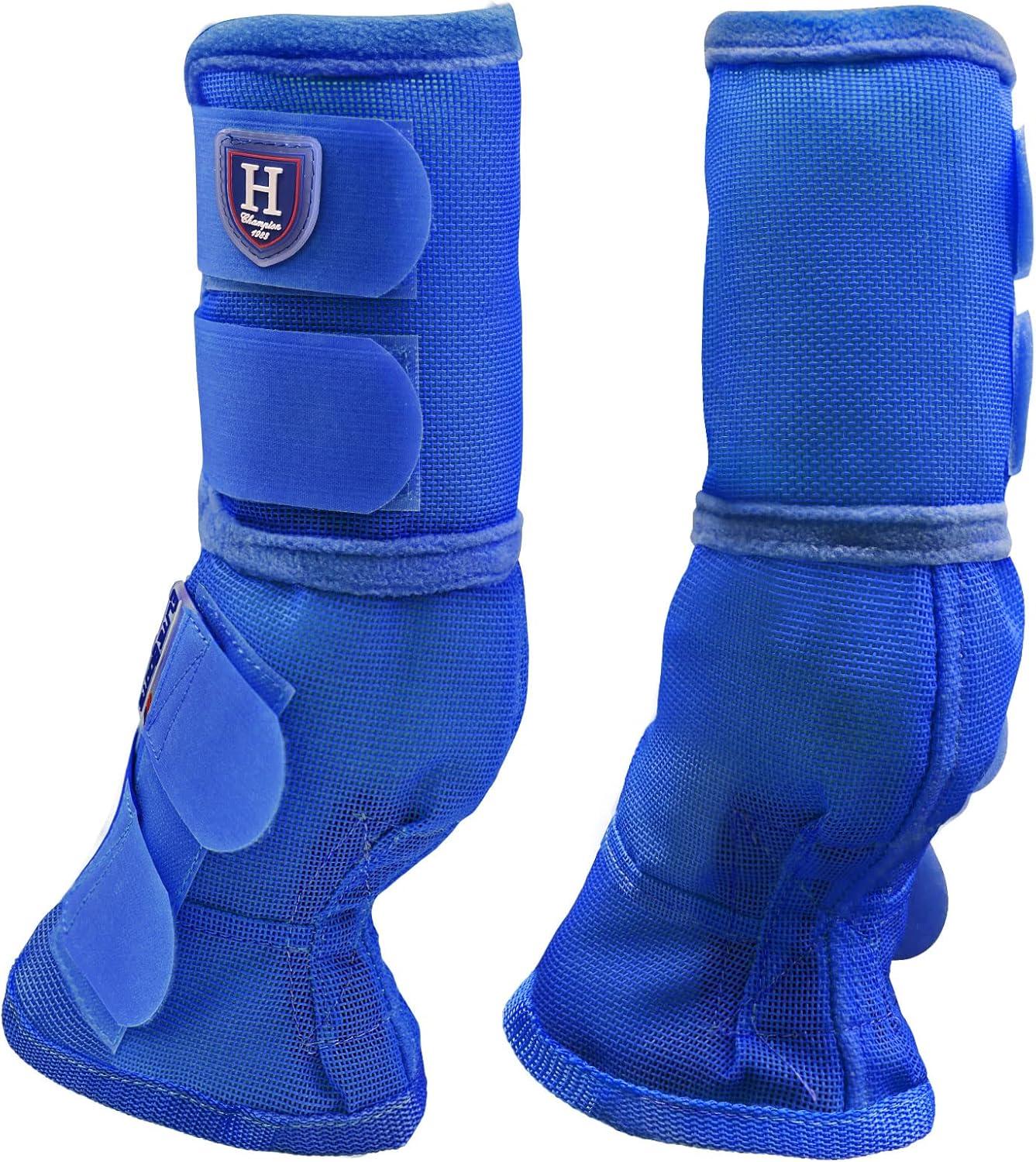 imageHarrison Howard Horse Fly Boots Perfect Contoured Fit Leg Guards Dense Mesh Boots with Ventilated Comfort Reliable Protection from Summer Elements Set of 4 Purple MDeep Blue