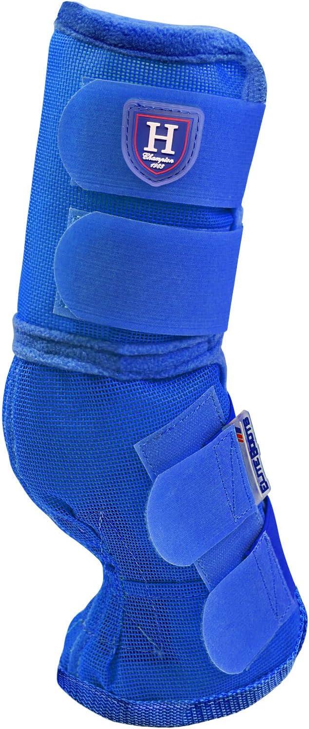 imageHarrison Howard Horse Fly Boots Perfect Contoured Fit Leg Guards Dense Mesh Boots with Ventilated Comfort Reliable Protection from Summer Elements Set of 4 Purple MDeep Blue