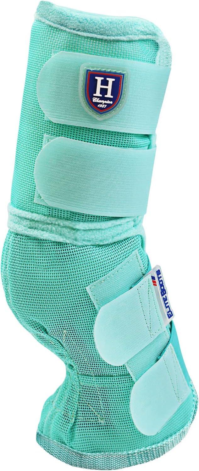 imageHarrison Howard Horse Fly Boots Perfect Contoured Fit Leg Guards Dense Mesh Boots with Ventilated Comfort Reliable Protection from Summer Elements Set of 4 Purple MMint