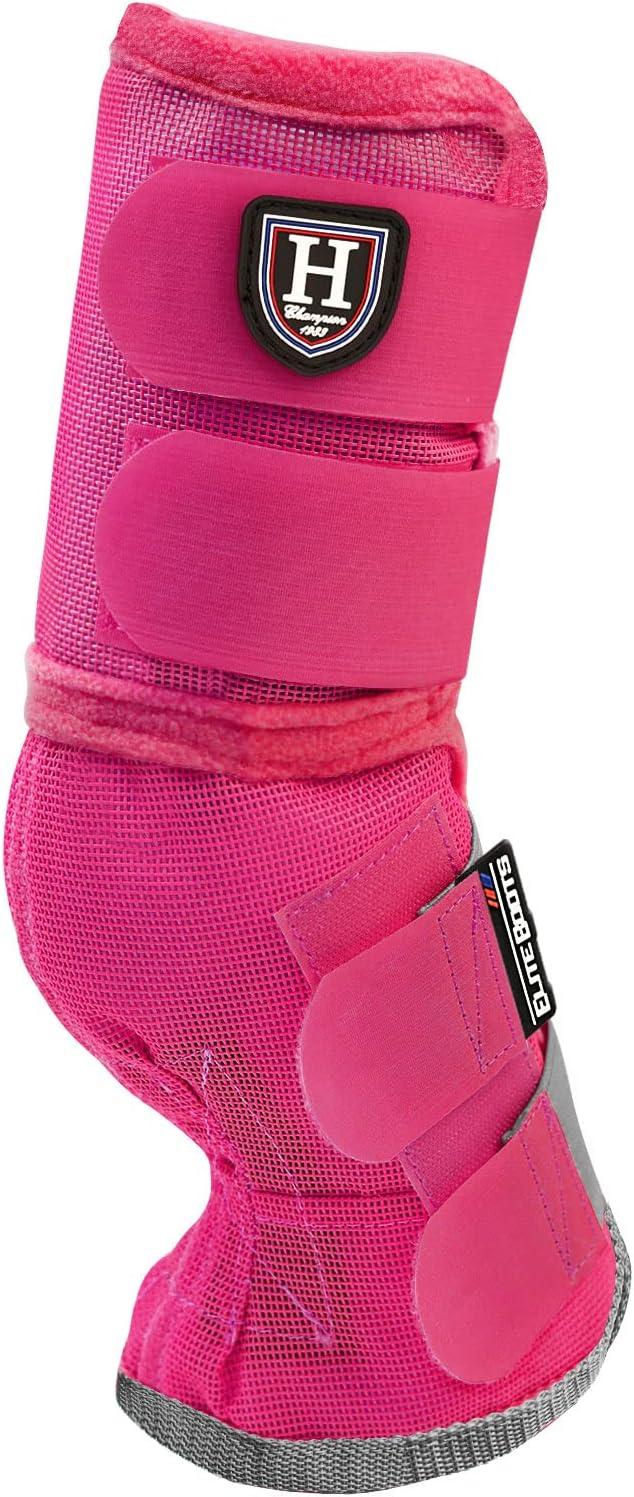 imageHarrison Howard Horse Fly Boots Perfect Contoured Fit Leg Guards Dense Mesh Boots with Ventilated Comfort Reliable Protection from Summer Elements Set of 4 Purple MMagenta