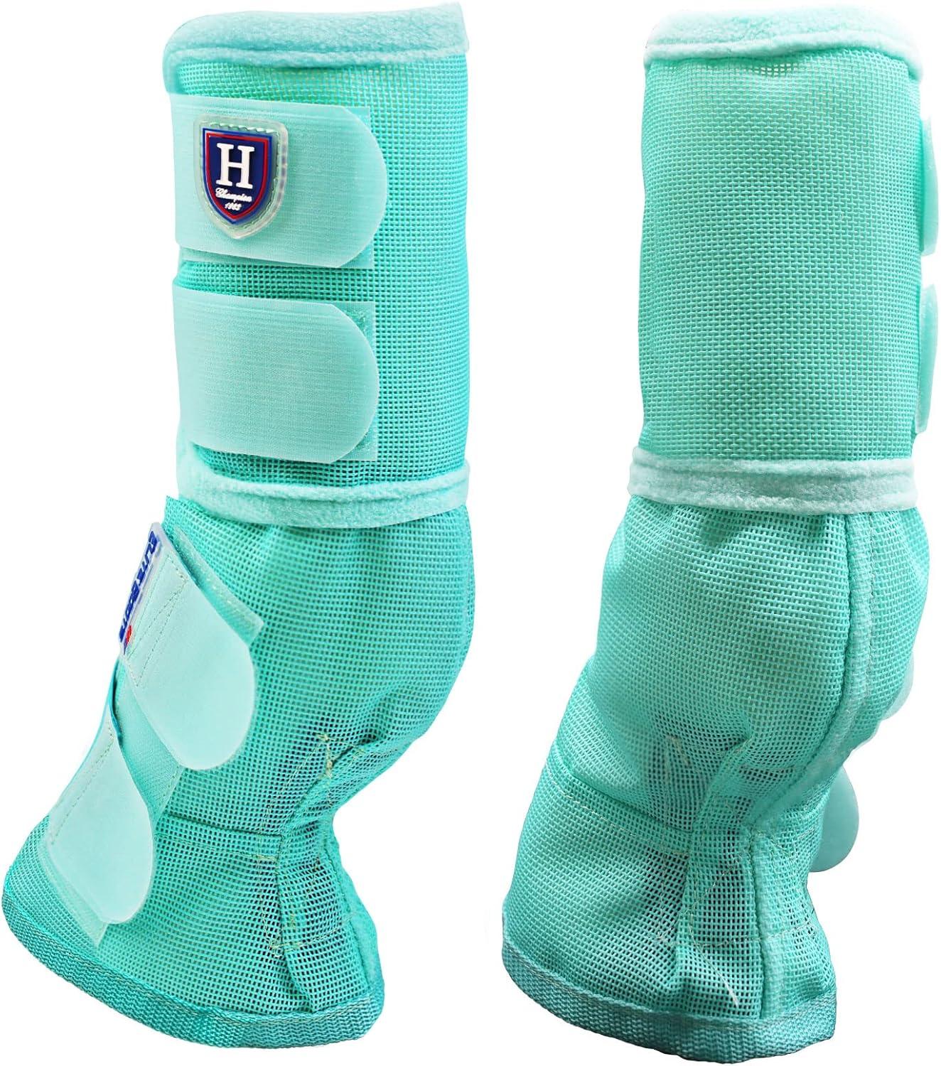 imageHarrison Howard Horse Fly Boots Perfect Contoured Fit Leg Guards Dense Mesh Boots with Ventilated Comfort Reliable Protection from Summer Elements Set of 4 Purple MMint