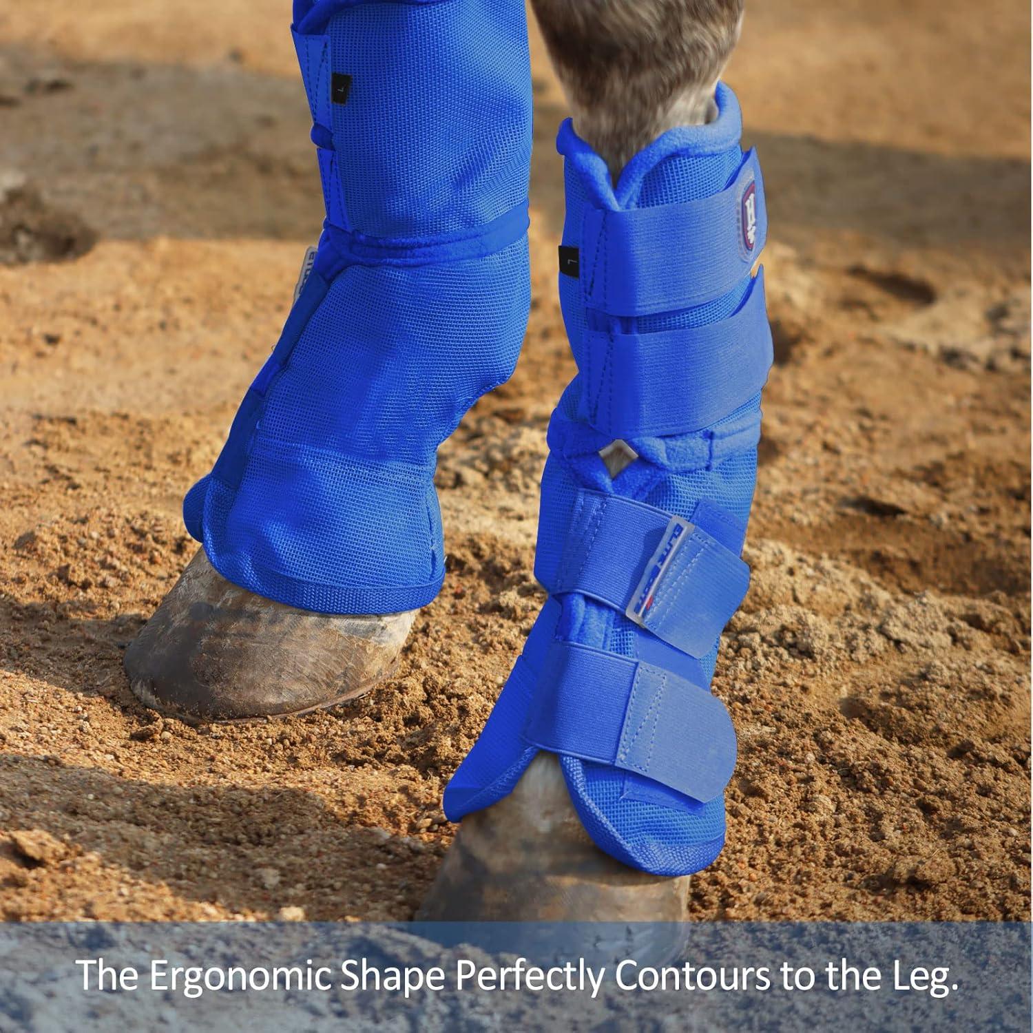 imageHarrison Howard Horse Fly Boots Perfect Contoured Fit Leg Guards Dense Mesh Boots with Ventilated Comfort Reliable Protection from Summer Elements Set of 4 Purple MDeep Blue