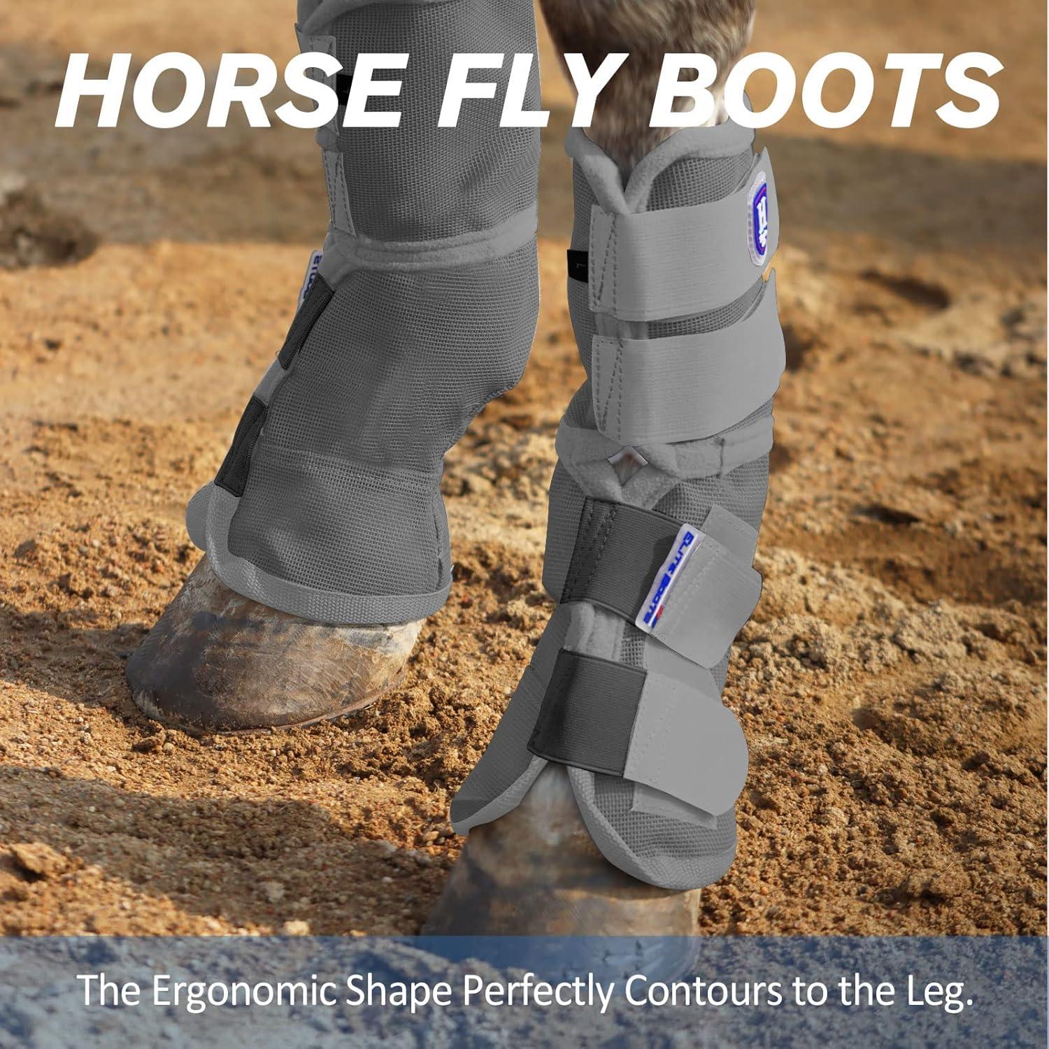 imageHarrison Howard Horse Fly Boots Perfect Contoured Fit Leg Guards Dense Mesh Boots with Ventilated Comfort Reliable Protection from Summer Elements Set of 4 Purple MOriginal Grey