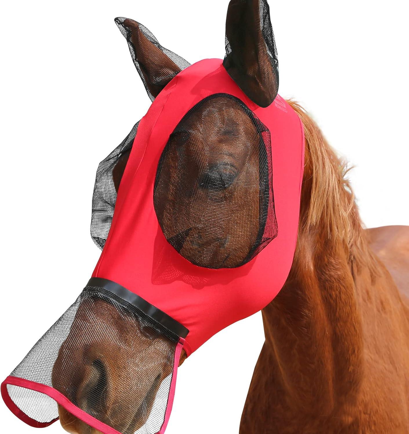 imageHarrison Howard Horse Fly Mask with Detachable Nose CoverRuby L Full Size