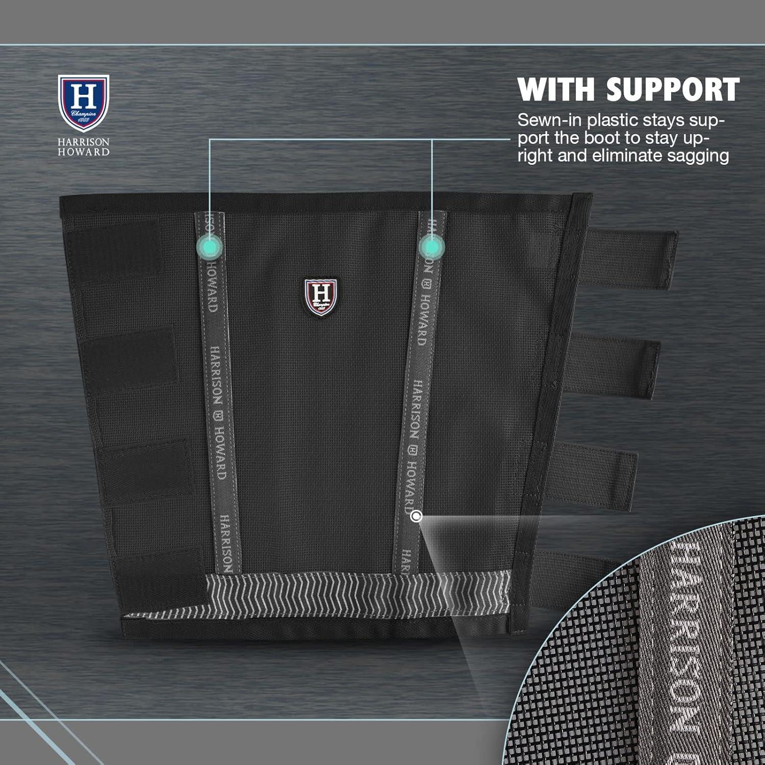 imageHarrison Howard LooseFitting Horse Fly Boots UVProtective Durable Fine Mesh Leggins with Reflective Strips Set of 4Black