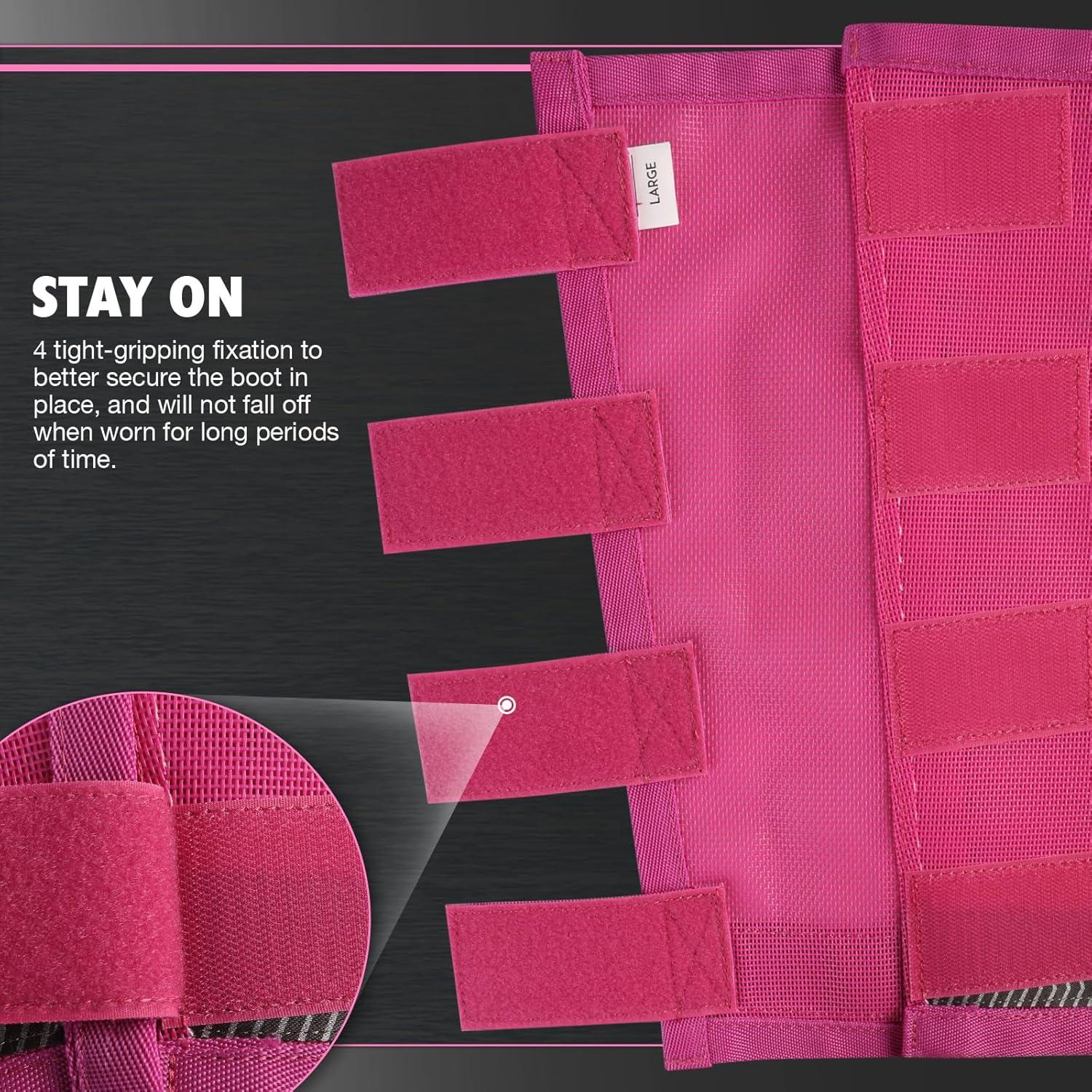 imageHarrison Howard LooseFitting Horse Fly Boots UVProtective Durable Fine Mesh Leggins with Reflective Strips Set of 4Magenta