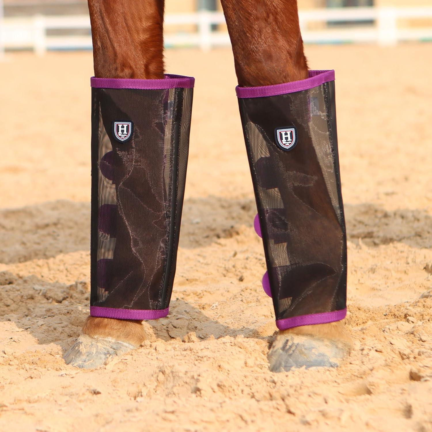 imageHarrison Howard LooseFitting Horse Fly Leggings Breathable TearResistant Fine Mesh Leg Guards Stayon Comfortable Fly Boots Set of 4Amethyst
