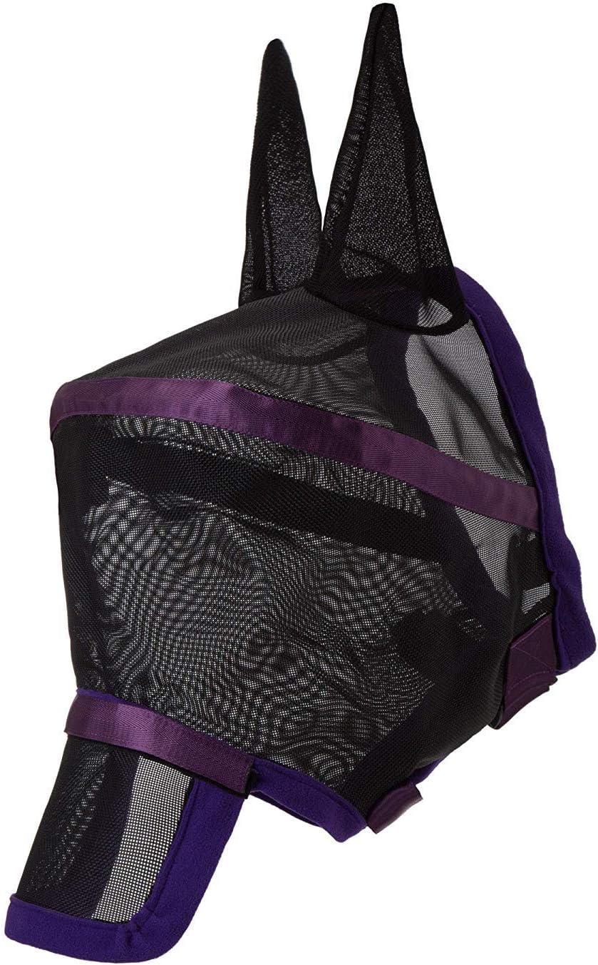 imageHarrison Howard Maskology Supreme Horse Fly Mask Stellar UV Protection with Detachable Nose Cover WellReceived 2in1 Mask Purple L Full SizePurple