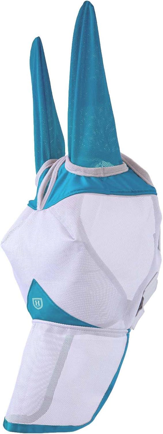imageHarrison Howard Mule Donkey Fly Mask Full Face Protection with Nose Cover Mint LSky Blue