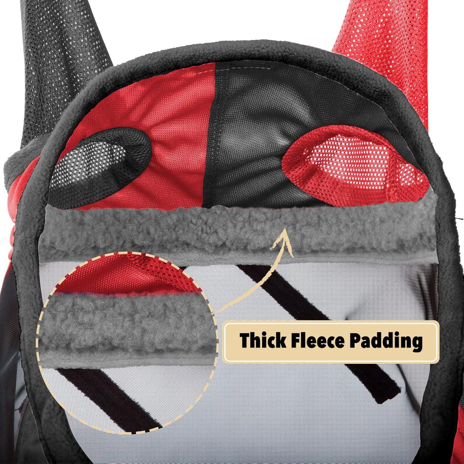 imageHarrison Howard Pro Luminous Horse Fly Mask Long Nose with Ears UV Protection for Horse Azure BlueSilver LScarlet RedBlack