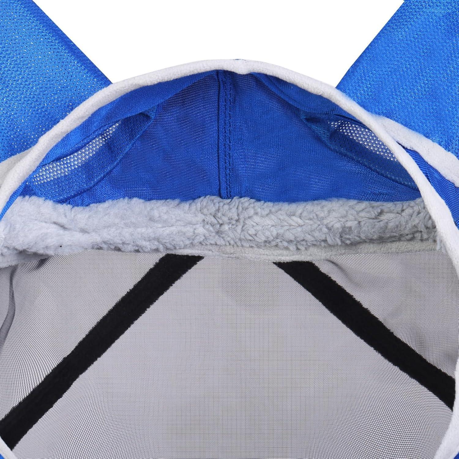 imageHarrison Howard Pro Luminous Horse Fly Mask Long Nose with Ears UV Protection for Horse Azure BlueSilver LSignature Blue