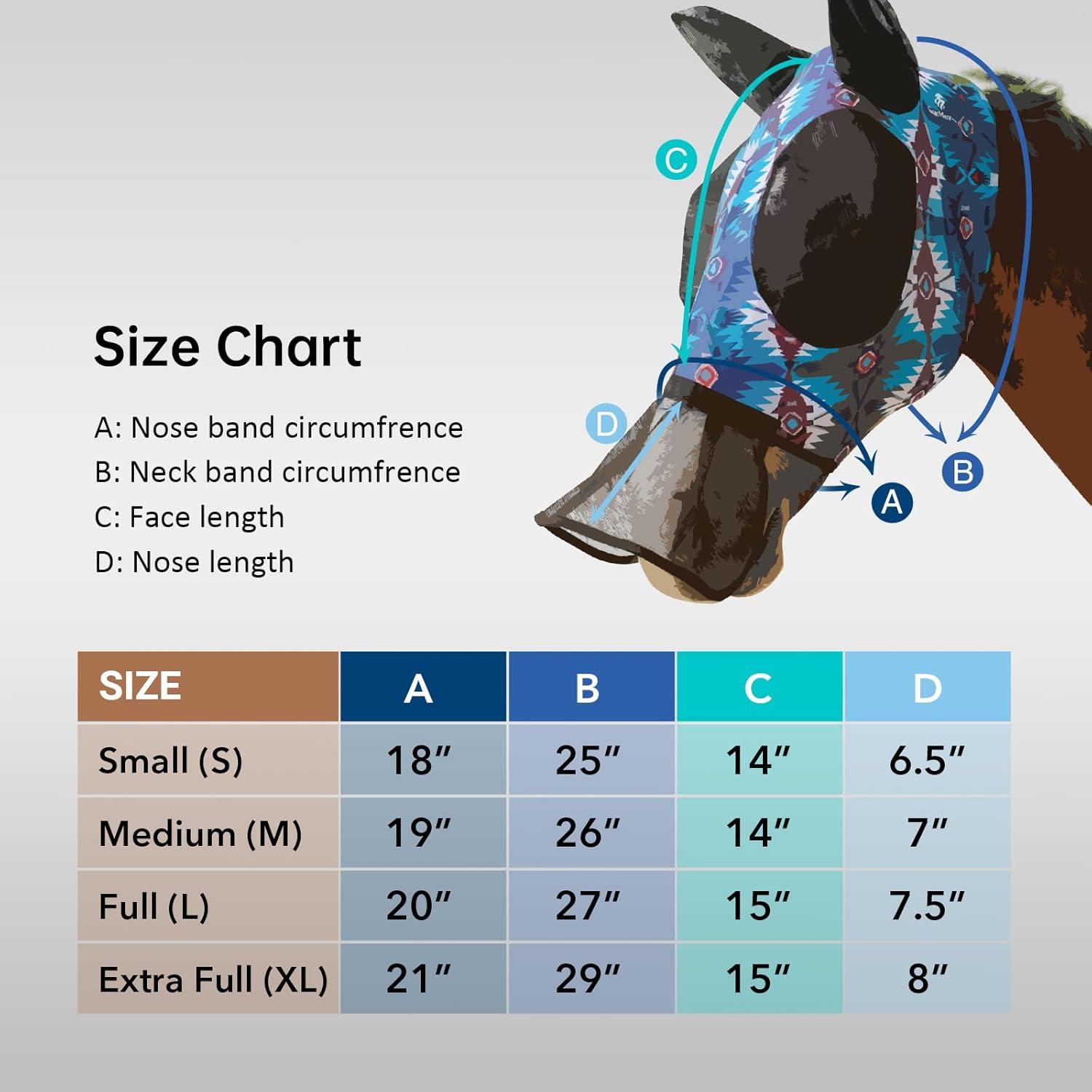 imageHorse Fly Mask with Nose Skirt Fine Mesh Sleek Pullon Design Skirt Blue Leopard L Full Size